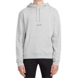 Saint Laurent Light Grey Minimal Logo Hoodie size men’s small